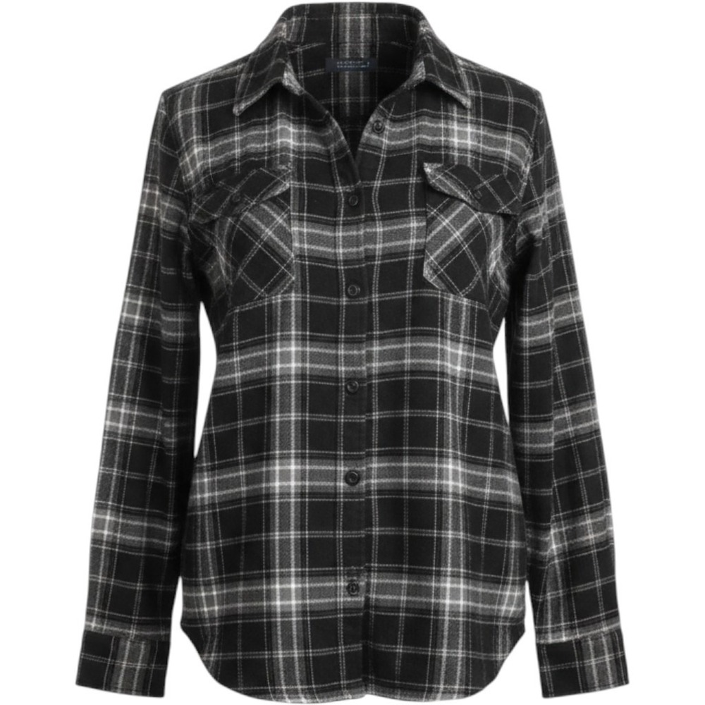 Vans Plaid Flannel Button Down Shirt Mens Medium Black Grey Excellent L/S